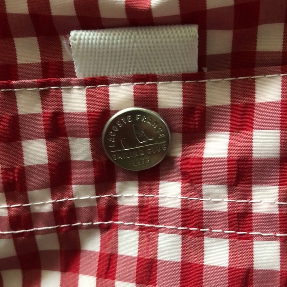 Lacoste 🐊 Swimsuits red and white squares Sz L - Picture 8 of 8